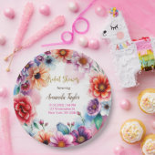 フローラミニマル書道ブライダルシャワーカード ペーパープレート (パーティー)