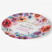 フローラミニマル書道ブライダルシャワーカード ペーパープレート (アングル)