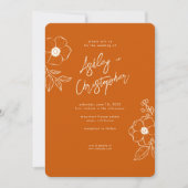 フローラミニマル植物性オレンジオールインワン結婚ズ 招待状 (正面)