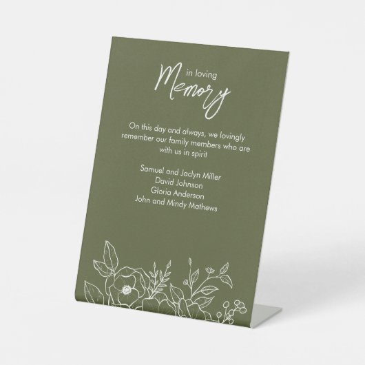 フローラミニマル植物性モスグリーンインメモリアム 台座サイン (正面)