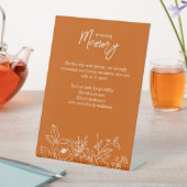 フローラミニマル植物燃えたオレンジ色のメモリーム 台座サイン (インサイチュ)