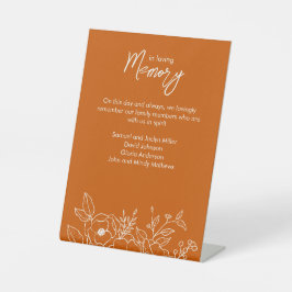 フローラミニマル植物燃えたオレンジ色のメモリーム 台座サイン