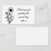 フローラミニマル白黒結婚ズ・サンキュー プレイスカード (正面/裏面)