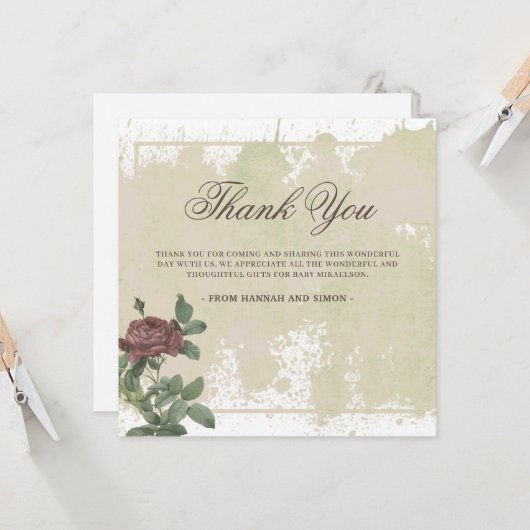 フローラミニマ素朴リストのブルゴーニュサンキューカード (正面/裏面インサイチュ)