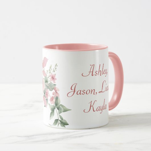 フローラミミカスタムピンクローズパーソナライズされた マグカップ (正面右)