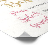 フローラミモサバーサインピンク金ゴールド結婚フラワー ポスター (角)