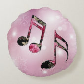 フローラミュージックノートPink Snowflaks ラウンドクッション (裏面)