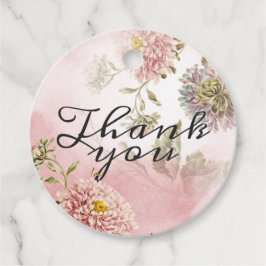 フローラミュートされたピンクと白のメッセージカード フェイバータグ