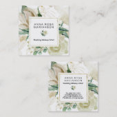 *~*フローラミュートされた水色金ゴールドのアウトライン スクエア名刺 (正面/裏面)