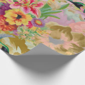 フローラミントガーデン金ゴールドピンクパステルサンダーバード ラッピングペーパー (角)