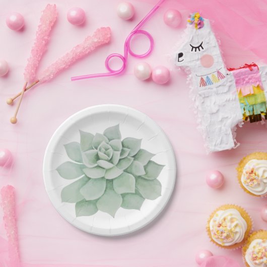 フローラミントグリーン多肉性サボテンの結婚披露宴 ペーパープレート (パーティー)