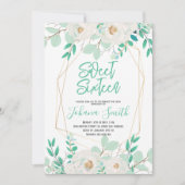 フローラミントブルーSweet sixteen誕生日招待状 招待状 (正面)