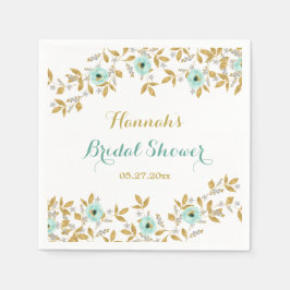 フローラミント金ゴールドリースブライダルシャワーナプキンス スタンダードカクテルナプキン