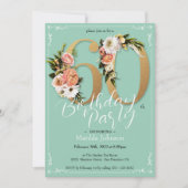 フローラミント金ゴールドヴィンテージグラマラス60誕生日 招待状 (正面)