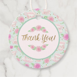 フローラミント金ゴールド紅茶パーティー赤ちゃんシャワーありがとう フェイバータグ