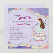 フローラムーススウィート16バースデーパーティー 招待状 (正面/裏面)