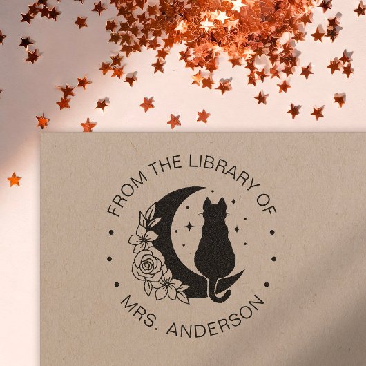 フローラムーンキャットブックライブラリ先生 セルフインキングスタンプ