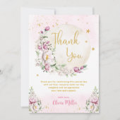 フローラムーンピンクの赤ちゃんシャワー サンキューカード (正面)