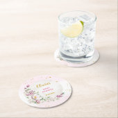 フローラムーンピンクの赤ちゃんシャワー ラウンドペーパーコースター (インサイチュ)