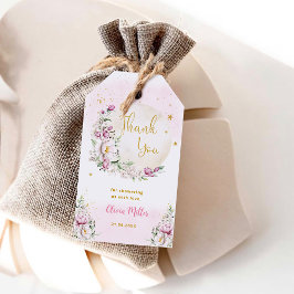 フローラムーンピンク赤ちゃんシャワーありがとう ギフトタグ