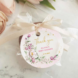フローラムーンピンク赤ちゃんシャワーありがとう フェイバータグ