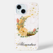 フローラムーン、ベージュ、イエローグラフィック Case-Mate iPhoneケース (裏面)