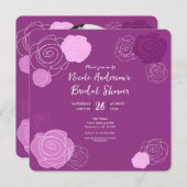 フローラムーヴパープルブライダルシャワー招待状 招待状 (正面/裏面)