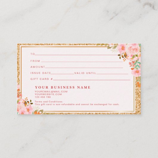 フローラメイクアップアーティスト美しいヘアサロンギフトカード 名刺 (裏面)