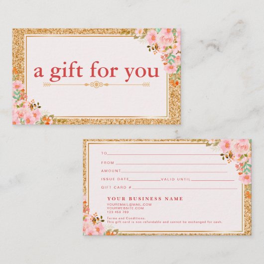 フローラメイクアップアーティスト美しいヘアサロンギフトカード 名刺 (正面/裏面)