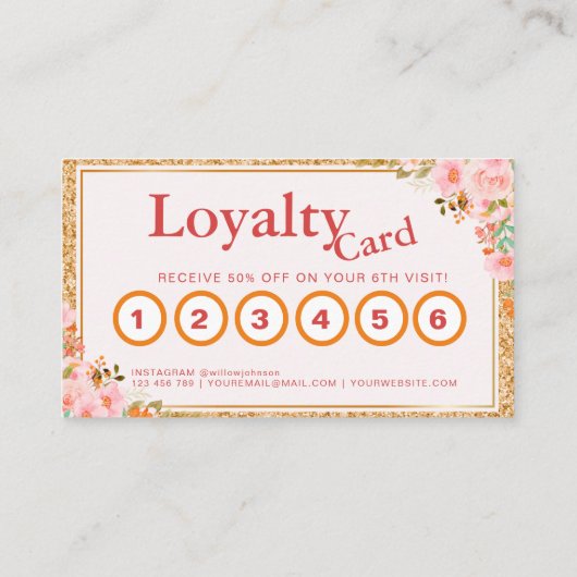 フローラメイクアップアーティスト美しいヘアサロンロイヤルカード 名刺 (裏面)