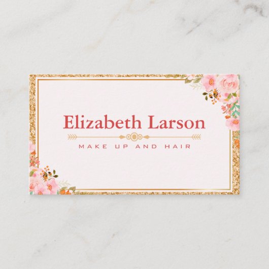 フローラメイクアップアーティスト美しいヘアサロンロイヤルカード 名刺 (正面)
