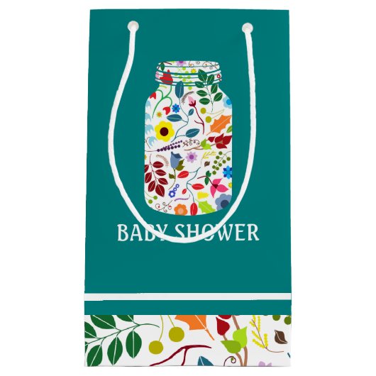 フローラメイスンジャーの赤ちゃんシャワー スモールペーパーバッグ (正面)