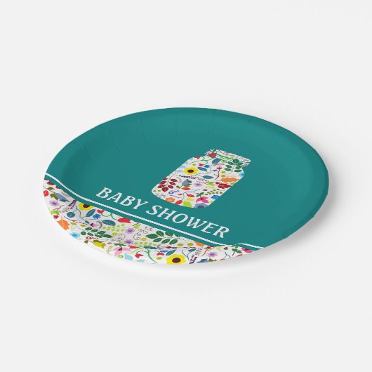フローラメイスンジャーの赤ちゃんシャワー ペーパープレート (アングル)