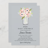 フローラメイスンジャーの赤ちゃんシャワー 招待状 (正面/裏面)