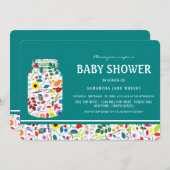 フローラメイスンジャーの赤ちゃんシャワー 招待状 (正面/裏面)