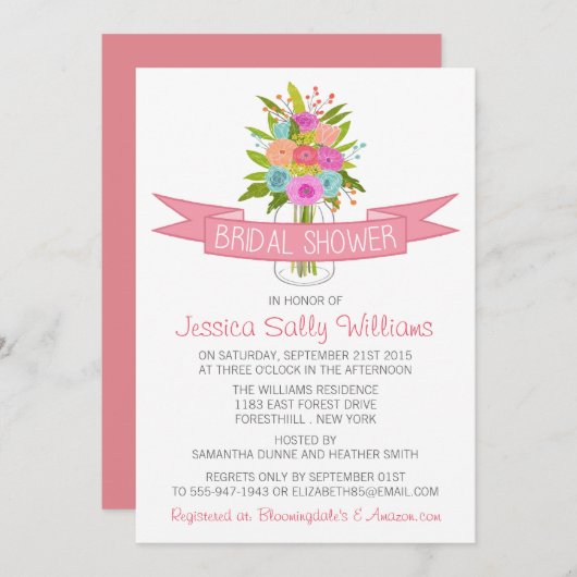 フローラメイスンジャーブライダルシャワー招待状 招待状 (正面/裏面)