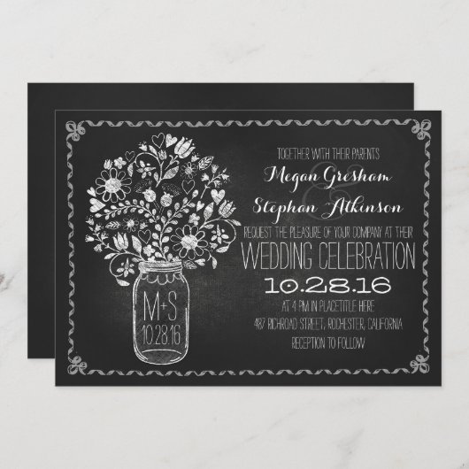 フローラメイスンジャールシャルボード結婚式招待状 招待状 (正面/裏面)