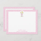 フローラメイスンジャールピンクボウガールベビー文房具 サンキューカード (正面/裏面)