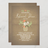 フローラメイスンジャール素朴バーラップリハーサルディナー 招待状 (正面/裏面)