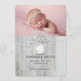 フローラメイスンジャー素朴生まれたばかりのベビーフォト誕生 案内状