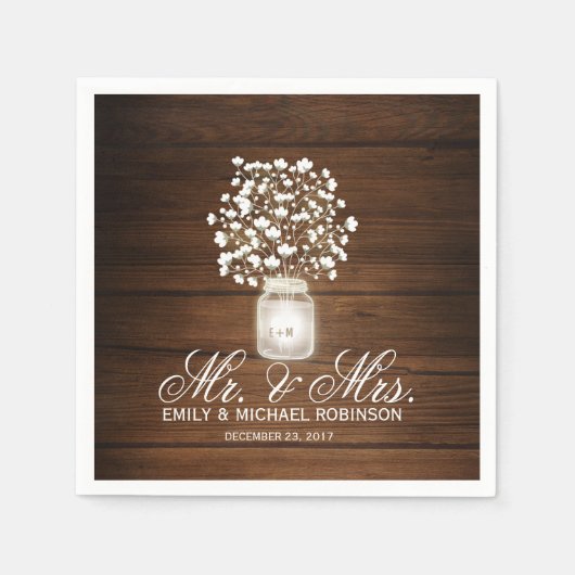 フローラメイスンジャー結婚ルスネス スタンダードカクテルナプキン (正面)