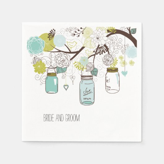 フローラメイスン・ジャース スタンダードカクテルナプキン (正面)