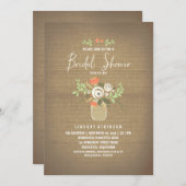 フローラメイソンジャーバ素朴ーラップブライダルシャワー 招待状 (正面/裏面)
