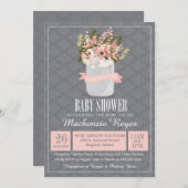 フローラメイソンジャーベビーシャワー招待状 招待状 (正面/裏面)