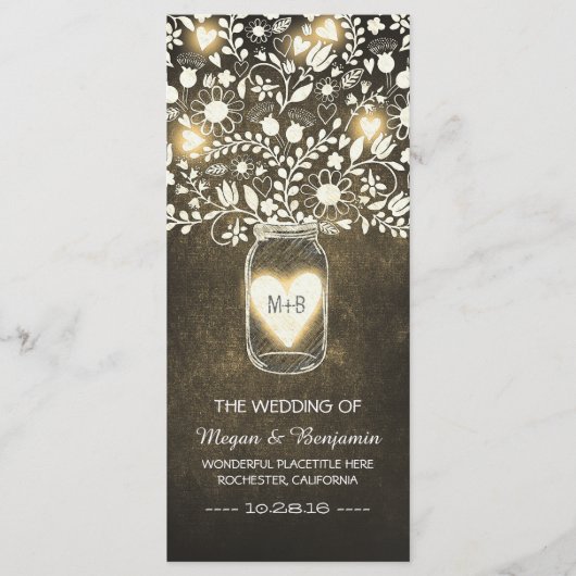 フローラメイソンjarイエローのエレガントな結婚式 プログラム (正面)