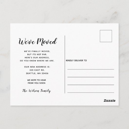 フローラメイソンJar我々は新しいアドレスを移動した ポストカード (裏面)