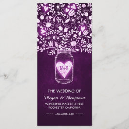 フローラメイソンjar紫のエレガントな結婚式プログラム プログラム