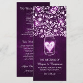 フローラメイソンjar紫のエレガントな結婚式プログラム プログラム (正面/裏面)