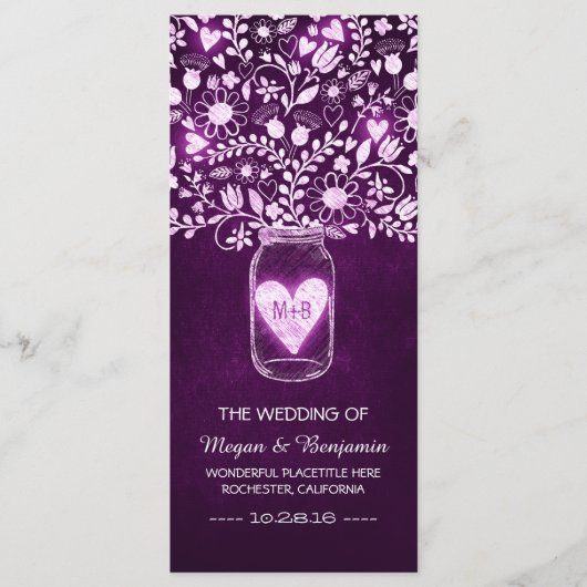 フローラメイソンjar紫のエレガントな結婚式プログラム プログラム (正面)