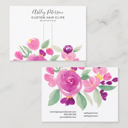 フローラメイヴ水カラーヘアクリップのバーレット表示 名刺 (正面/裏面)